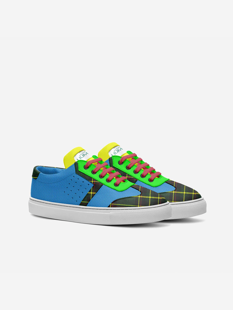 Little Rugratz Plaid Neon Blue Low-top Shoes