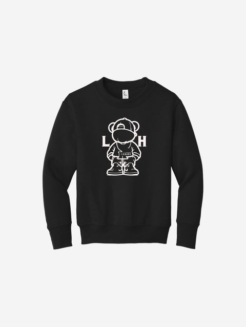 Youth fleece sweatshirt in sleek black, with a standout LH mascot design in white. A bold and versatile wardrobe essential.