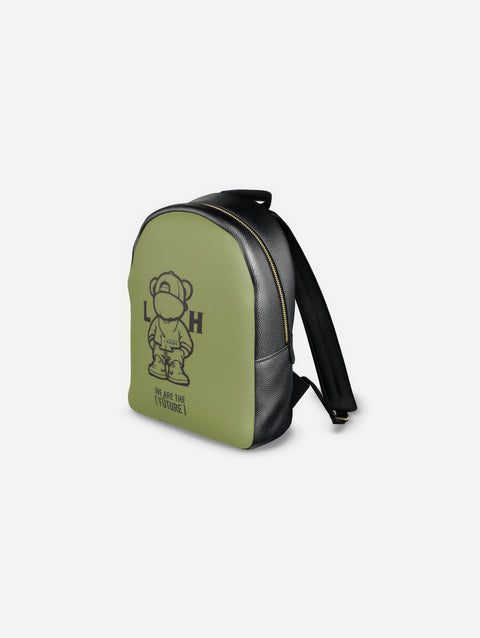 Little Humn GRN Green Leather Backpack
