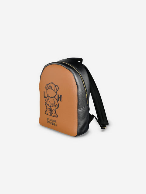 Little Humn ORG Orange Leather Backpack