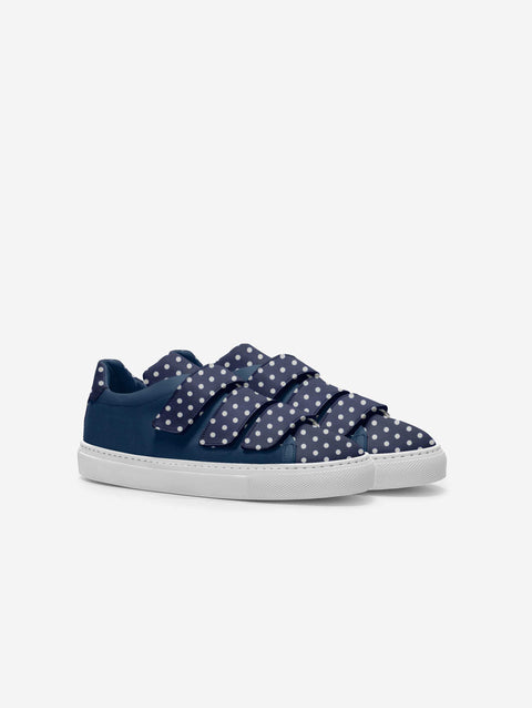 Little Humn Navy Polka Dots Cub Kids Strap Shoes