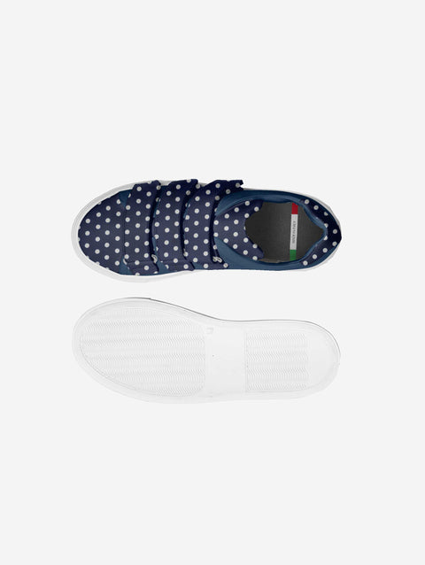 Little Humn Navy Polka Dots Cub Kids Strap Shoes
