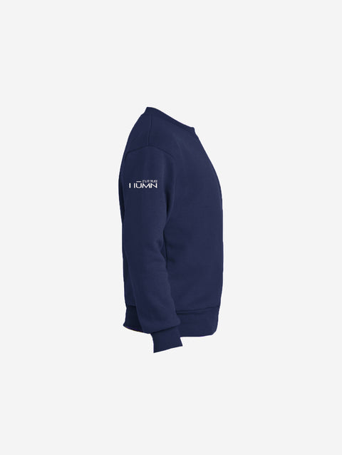 Youth fleece sweatshirt in a classic navy blue, adorned with the LH mascot design in black. A timeless and cozy option for kids.