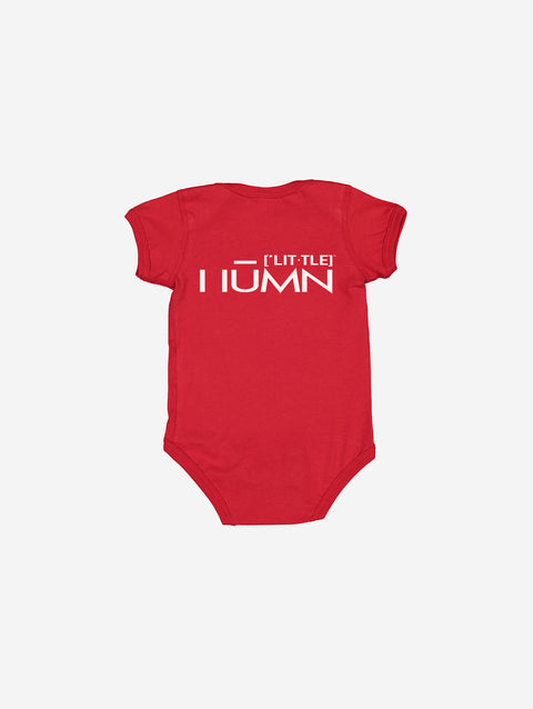 Little Humn Red Lil Hu Bear Baby Onesie