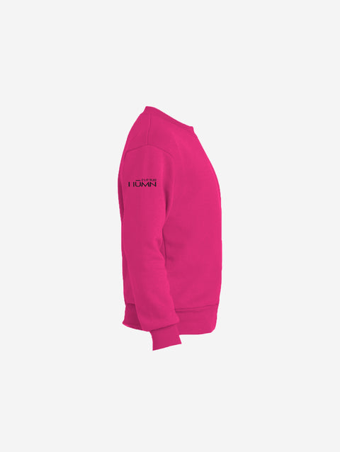 Youth fleece sweatshirt in bright pink, featuring the fun LH mascot design in black. Adds a pop of color to any outfit.