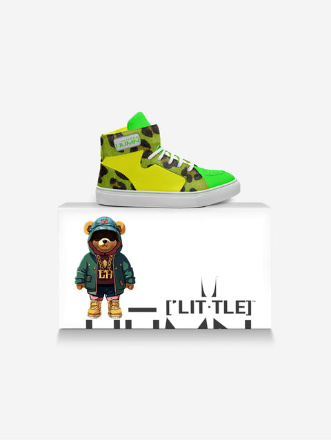 Little Baller Neon Green Camo High-top Shoes