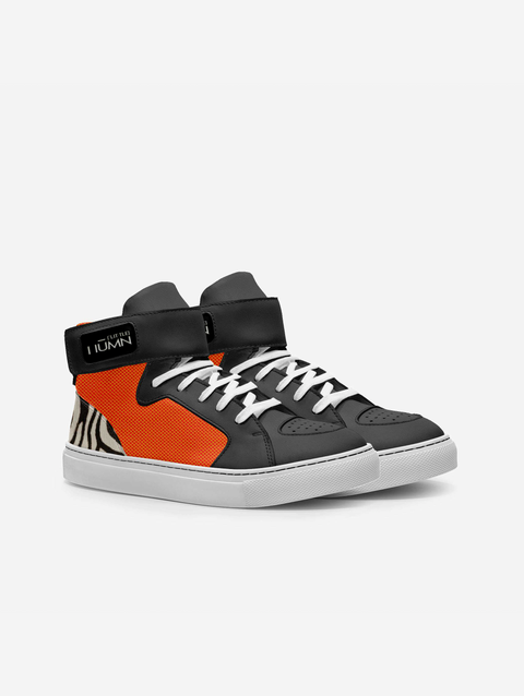 Little Cuzinz Orange Black High-top Strap Shoes