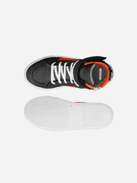 Little Cuzinz Orange Black High-top Strap Shoes