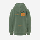 ['RŌ] Youth pigment-dyed hoodie in soft green, featuring the iconic astronaut bear graphic. Cozy and stylish, perfect for adventurous kids.