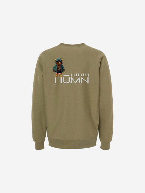 A stylish green cross-grain crewneck sweatshirt with the iconic ['TEEN] logo in a bold contrasting font. Perfect for a natural, earthy vibe.