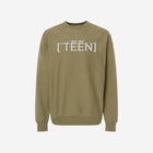 A stylish green cross-grain crewneck sweatshirt with the iconic ['TEEN] logo in a bold contrasting font. Perfect for a natural, earthy vibe.