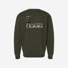 A deep olive green crewneck sweatshirt featuring the ['TEEN] branding in black. Great for a rugged, outdoorsy style.