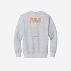 Light ash gray youth fleece sweatshirt featuring the iconic ['RŌ] bear graphic, adding a clean and cozy touch to any wardrobe.