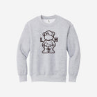 Youth fleece sweatshirt in light ash gray, with the LH mascot design in black. A soft and versatile pick for daily wear.