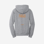 A versatile athletic gray fleece pullover sweatshirt showcasing the ['RO] bear, ideal for casual and active days.