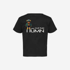 Black infant fine jersey tee with text reading "No, my first name ain't ['BABY']" printed on the front. Stylish and comfortable for little ones.