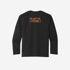 ['RŌ] Youth long sleeve performance tee in jet black, highlighted by the bold astronaut bear graphic. A versatile and stylish option for every adventure.