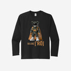 ['RŌ] Youth long sleeve performance tee in jet black, highlighted by the bold astronaut bear graphic. A versatile and stylish option for every adventure.