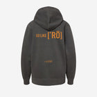 ['RŌ] Youth pigment-dyed hoodie in charcoal black, showcasing the signature astronaut bear artwork. A versatile and cozy favorite for young trendsetters.