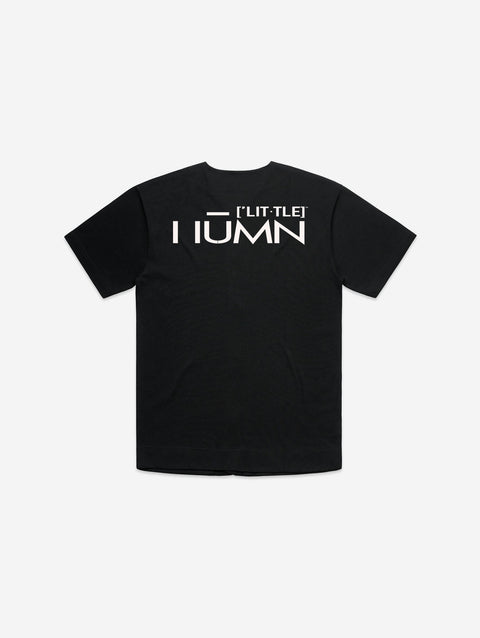 A sleek black baseball jersey featuring the 'Lil Hū' logo on the chest, offering a sporty and versatile style for casual wear.