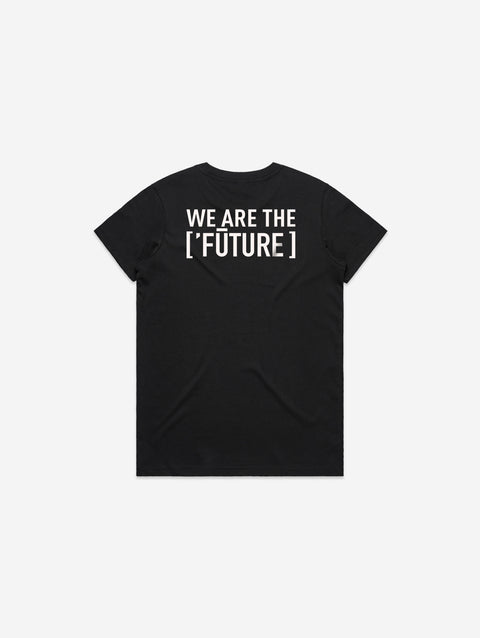 A sleek black t-shirt with the 'Lil Hū' logo on the chest, offering a modern and versatile option for any wardrobe.