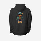 A premium charcoal-gray heavyweight hoodie showcasing the 'LITTLE HU' logo on the chest. Designed with a kangaroo pocket and adjustable hood for everyday wear.