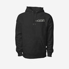 A premium charcoal-gray heavyweight hoodie showcasing the 'LITTLE HU' logo on the chest. Designed with a kangaroo pocket and adjustable hood for everyday wear.