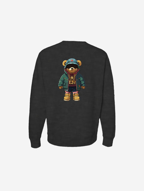 A premium heavyweight sweatshirt in black featuring the 'LITTLE HU' logo on the chest. Offers a relaxed fit with ribbed cuffs and hem for added style and comfort.