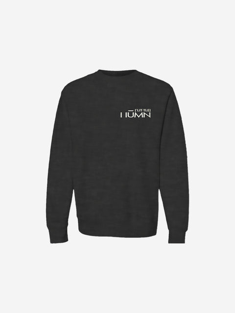 A premium heavyweight sweatshirt in black featuring the 'LITTLE HU' logo on the chest. Offers a relaxed fit with ribbed cuffs and hem for added style and comfort.