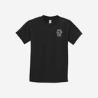 A bold black youth essential tee showcasing the ['LIT·TLE] HŪMN bear graphic, versatile for any outfit.