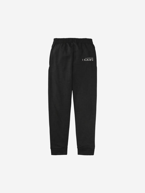 Sleek black fleece joggers adorned with the ['LH] logo, ideal for everyday wear and casual outings.