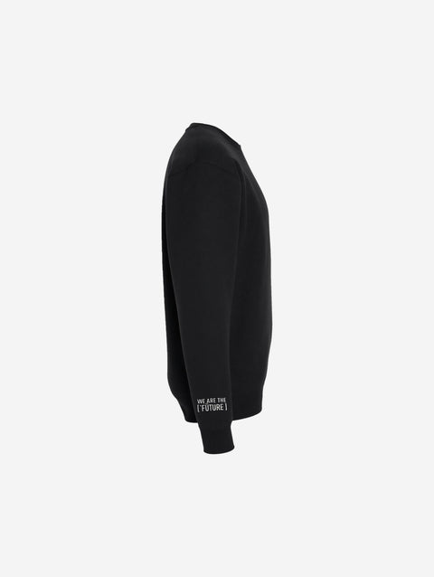 A sleek black crewneck sweatshirt showcasing the sharp ['TEEN] branding in a contrasting light font. A versatile staple for any wardrobe.