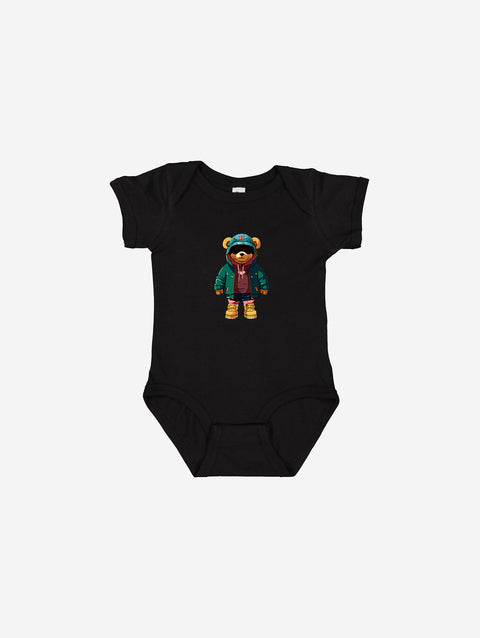 Little Humn BLK Black Lil Hu Bear Baby Onesie