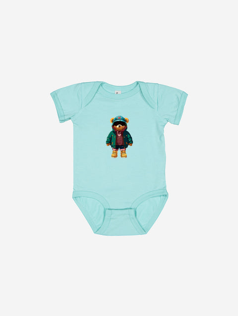 Little Humn BLU Blue Lil Hu Bear Baby Onesie