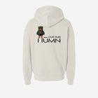 A bone-colored off-white hoodie with the bold text "[‘TĒĒN]" in black, minimalist design, featuring a pullover style.