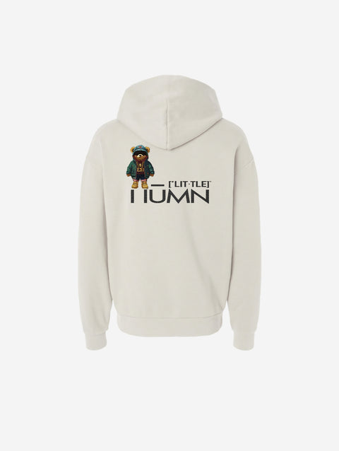 A bone-colored off-white hoodie with the bold text "[‘TĒĒN]" in black, minimalist design, featuring a pullover style.