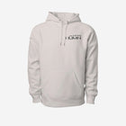 A soft, premium heavyweight hoodie in bone color with the 'LITTLE HU' logo on the chest. Features a spacious front pocket and drawstring hood for ultimate comfort and style.