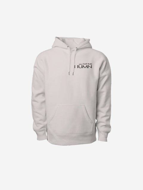 A soft, premium heavyweight hoodie in bone color with the 'LITTLE HU' logo on the chest. Features a spacious front pocket and drawstring hood for ultimate comfort and style.