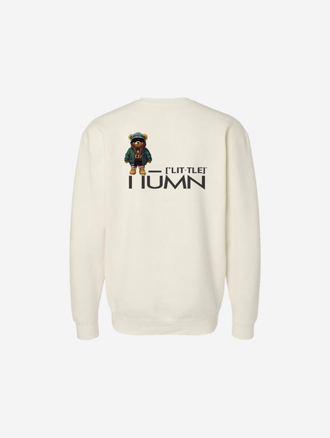 A bone colored crewneck sweatshirt designed with the ['TEEN] logo in black for a classic and casual everyday look.