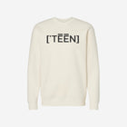 A bone colored crewneck sweatshirt designed with the ['TEEN] logo in black for a classic and casual everyday look.