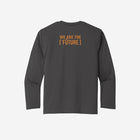 ['RŌ] Youth long sleeve performance tee in classic charcoal gray, featuring the astronaut bear graphic. A timeless and comfortable choice for active kids.