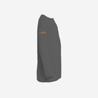 ['RŌ] Youth long sleeve performance tee in classic charcoal gray, featuring the astronaut bear graphic. A timeless and comfortable choice for active kids.