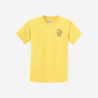 A bright daffodil yellow youth essential tee showcasing the ['LIT·TLE] HŪMN bear, adding sunny charm to every look.