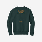 Deep green youth fleece sweatshirt with the ['RŌ] bear emblem, blending rugged charm and warm, everyday coziness for young adventurers.