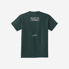 A rich dark green youth essential tee featuring the ['LIT·TLE] HŪMN bear, perfect for nature-inspired styles.