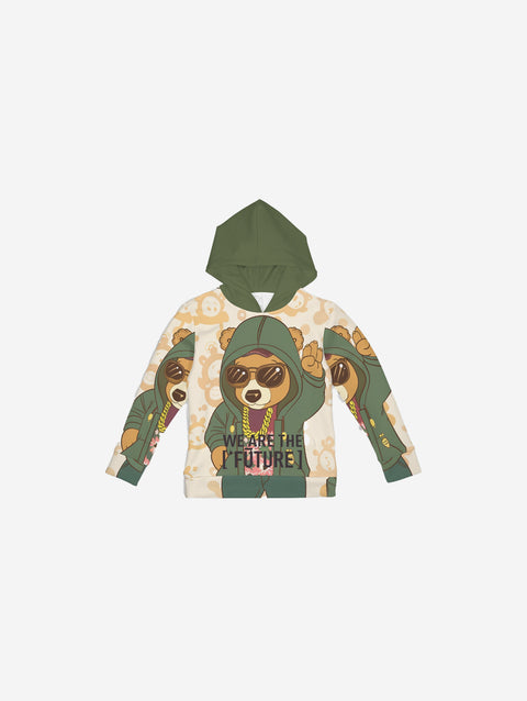Little Humn Future Bear Green Cool Kids Hoodie