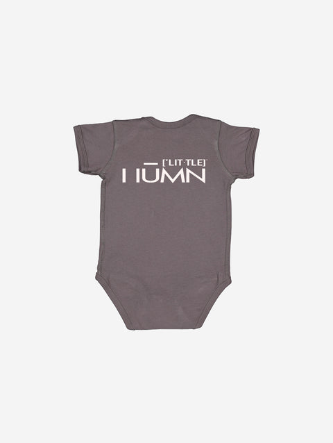 Little Humn GRA Gray Lil Hu Bear Baby Onesie