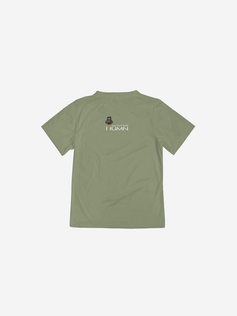 Little Humn Green Lil Hu Bear Kids Tee
