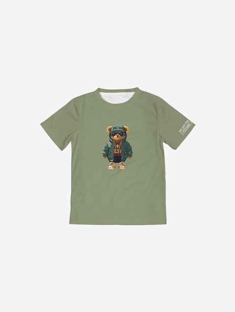 Little Humn Green Lil Hu Bear Kids Tee