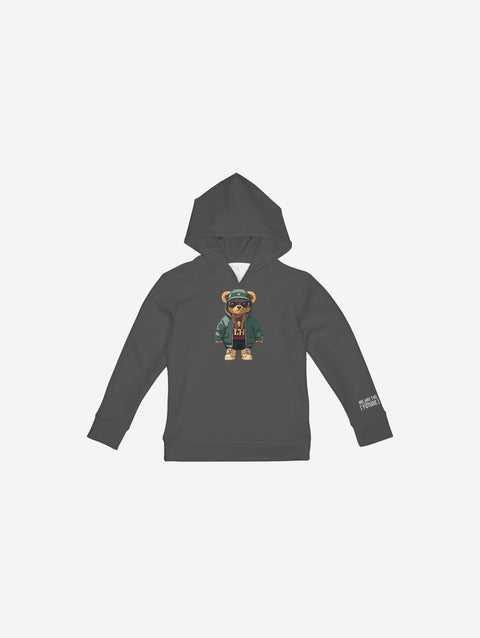 Little Humn Grey Lil Hu Bear Kids Hoodie